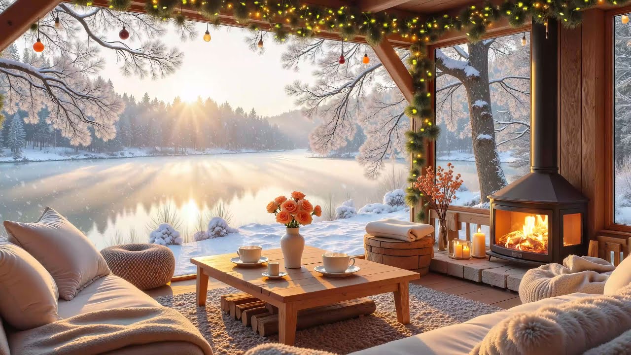 🎹🔥 Focus & Relax with Winter Piano Music | Crackling Fireplace & Snowfall for Calm & Meditation