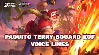 Paquito Terry Bogard KOF Skin Voice Lines And Quotes Mobile Legends