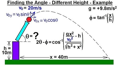 Physics 3.5: Projectile Motion - Finding the Angle (4 of 4) Different Height: Example