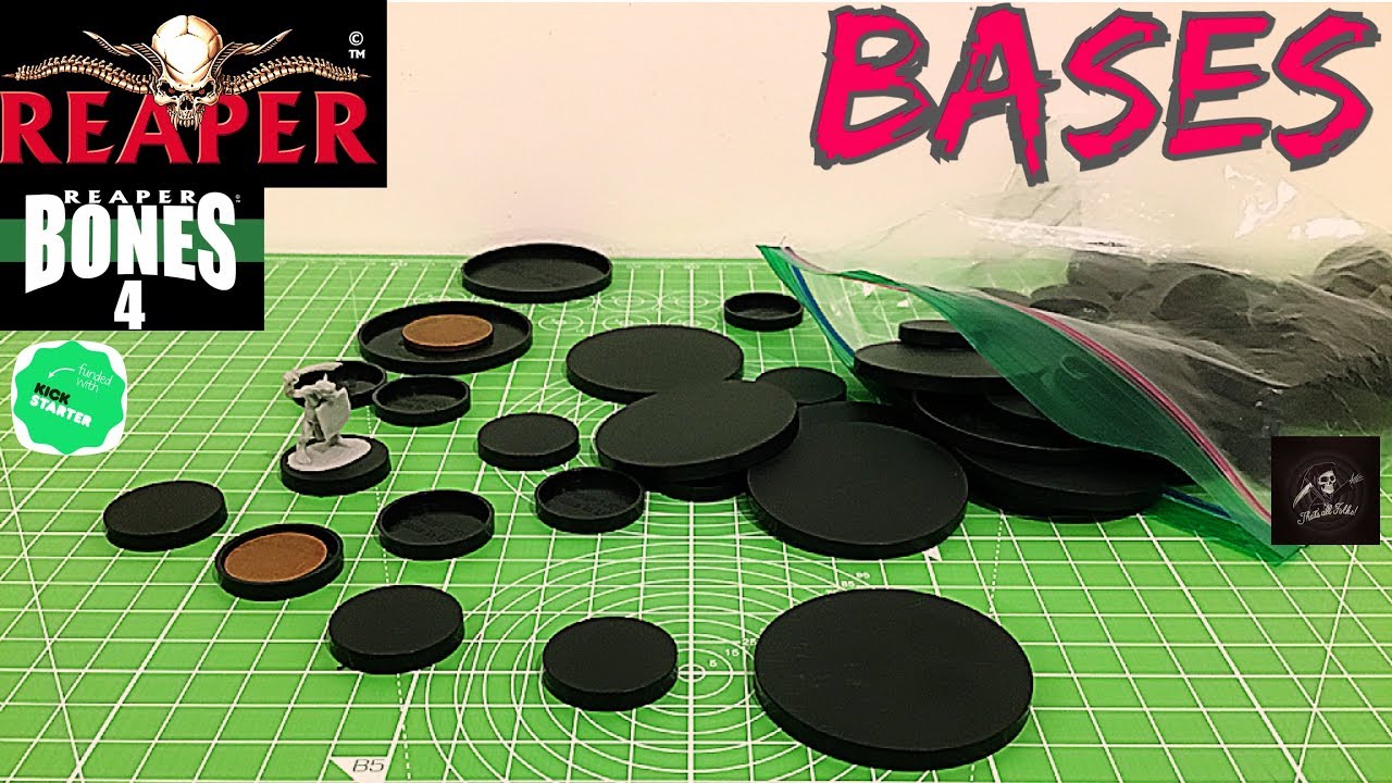 Reaper Bones 4 Figure Bases Kickstarter unboxing and detailed review.