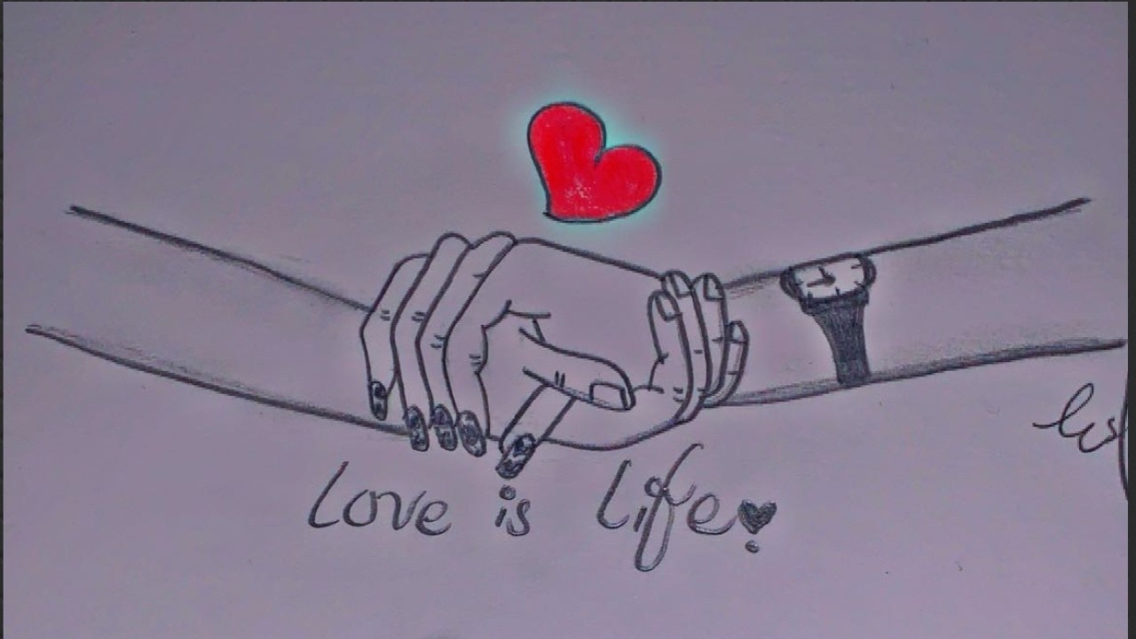 How to draw a couple holding hand sketch..draw a valentine's day special sketch...