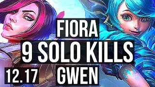 FIORA vs GWEN (TOP) | 9 solo kills, 1.3M mastery, 12/3/7, Godlike | KR Diamond | 12.17