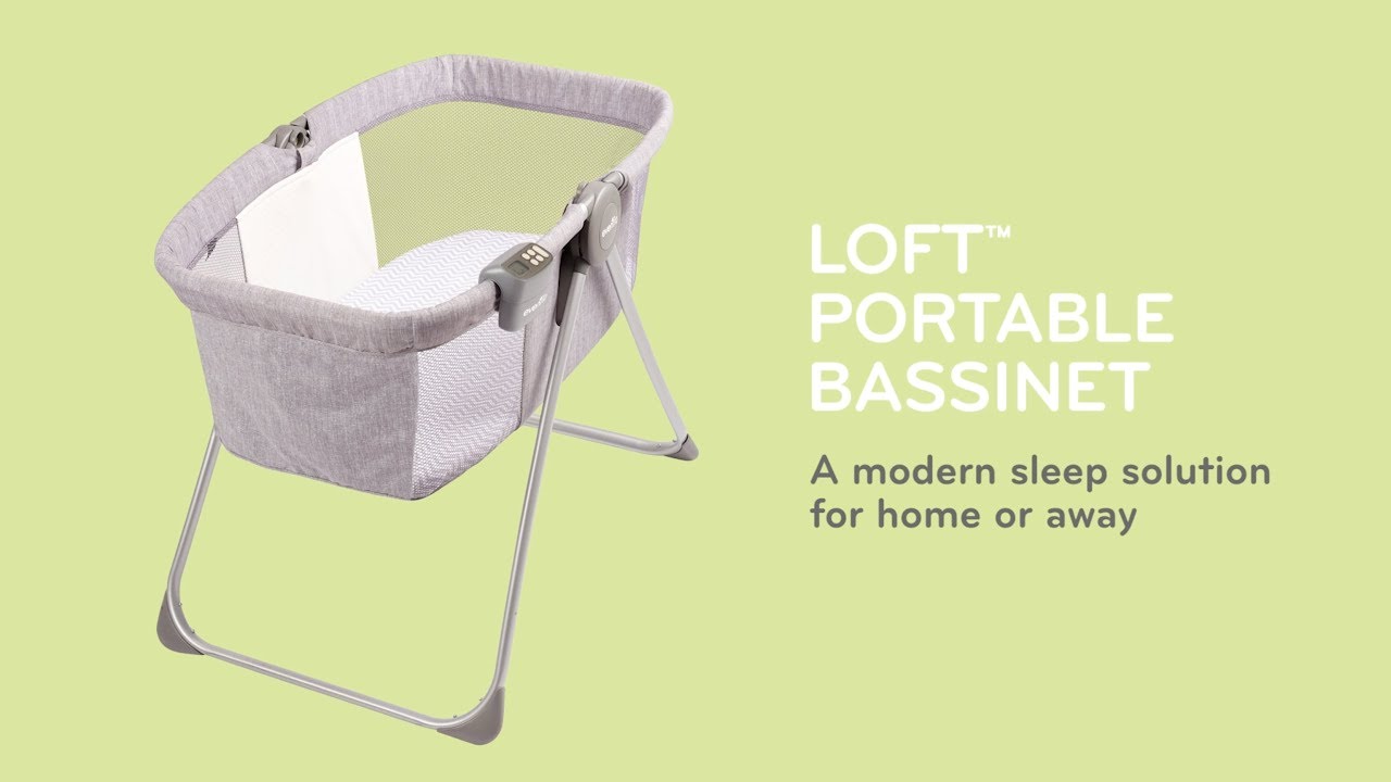 evenflo loft portable bassinet grey