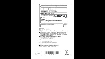 2025 Pearson EDEXCEL A Level Turkish Paper 2 9tu0 02 TranslATIon Into Turkish And Written