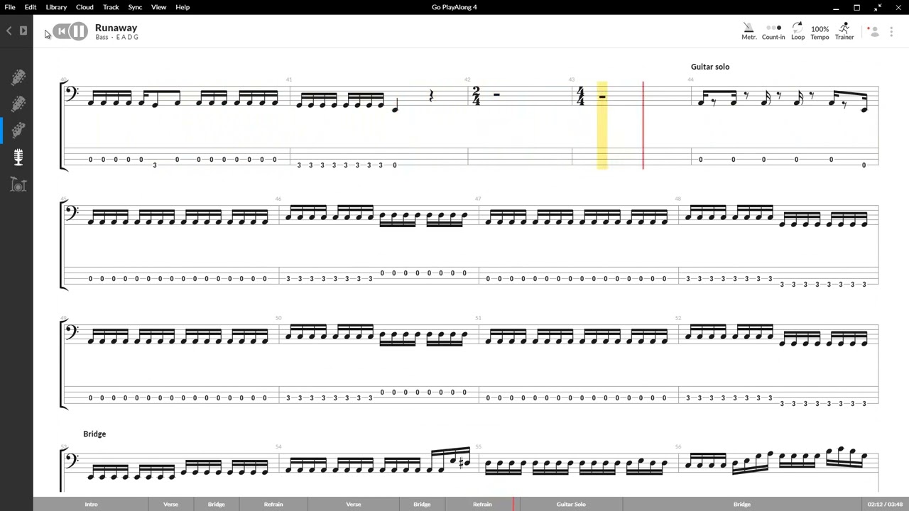 Bon Jovi Runaway (Play Along Bass Tab) YouTube