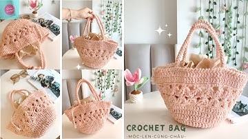crochet handbag| Móc túi cầm tay hoạ tiết hoa xinh xắn| ChâuCrochet#117
