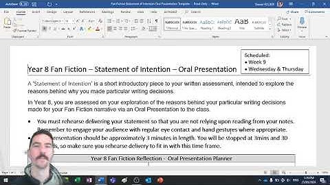 Writing a Statment of Intention Oral Presentation   Year 8