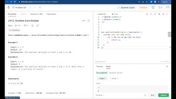 Leetcode Problem 2413. Smallest Even Multiple. Leetcode Solution 2413 EASY.