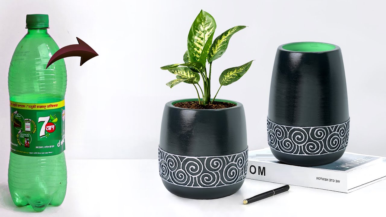 Plastic bottle Flower vase making || Gypsum flower vase making