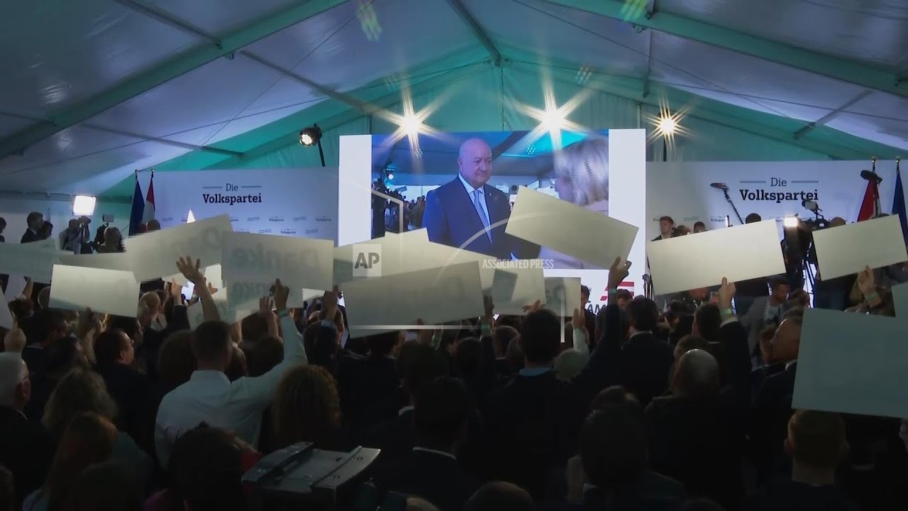 Reactions at Austrian People’s Party headquarters as first projections are made in election