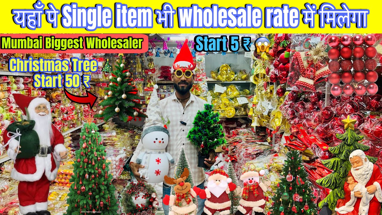 Christmas Decoration Items Wholesale Market in Mumbai | Start ₹5 | Christmas Tree 🌲Shop Malad.