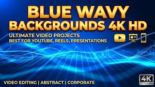 Blue Wavy Background Video HD 4K | Abstract Flowing Waves Animation | Smooth Motion Graphics Video 