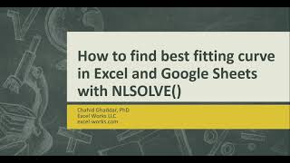 How to find best fitting curve for (x,y) data points in Excel and Google Sheets with NLSOLVE()