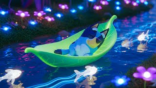 NO ADS Bluey Floating by a Magical Leaf Boat 🌌🐾 Gentle Piano and Sleep Ambience for Work, Study