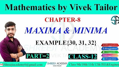Maxima&Minima/Example{30, 31,32}/Application of Derivative/class12/#RBSE/#CBSE/maths/By: Vivek Sir