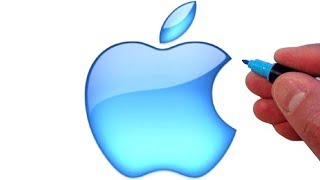 How to Draw the 1998 Apple Logo in Blue Monochrome