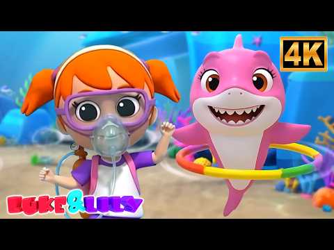 Luke and Lily Canta con Cinco Tiburones Pequeños | Vídeo musical infantil