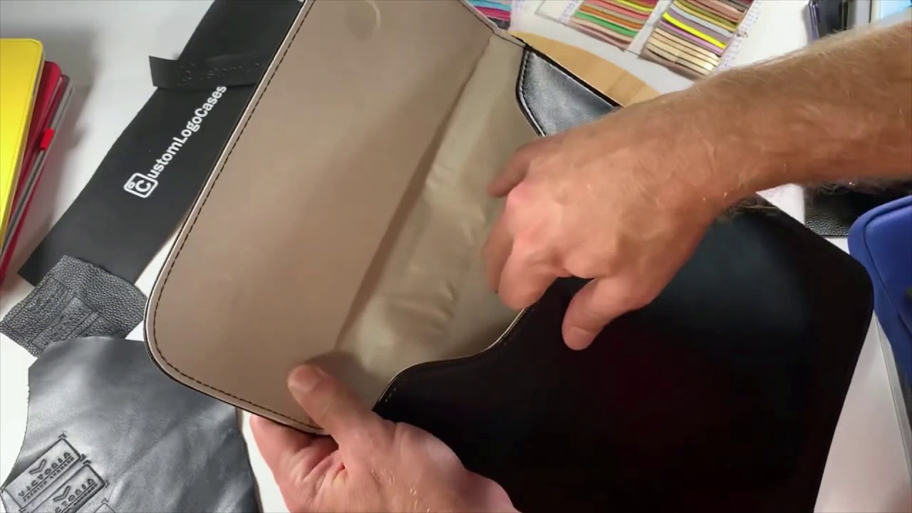 Custom Leather Flap Laptop Sleeve with Logo or Design, Printed or