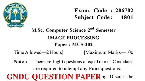 Gndu MSc Computer Science 2nd Semester Image Processing Question Paper || MSc CS 2nd Semester Paper