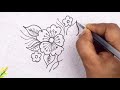 How to draw a Flower Step by Step | Flower Drawing Lesson|Nokshi Katha Drawing-Katha Design Drawing