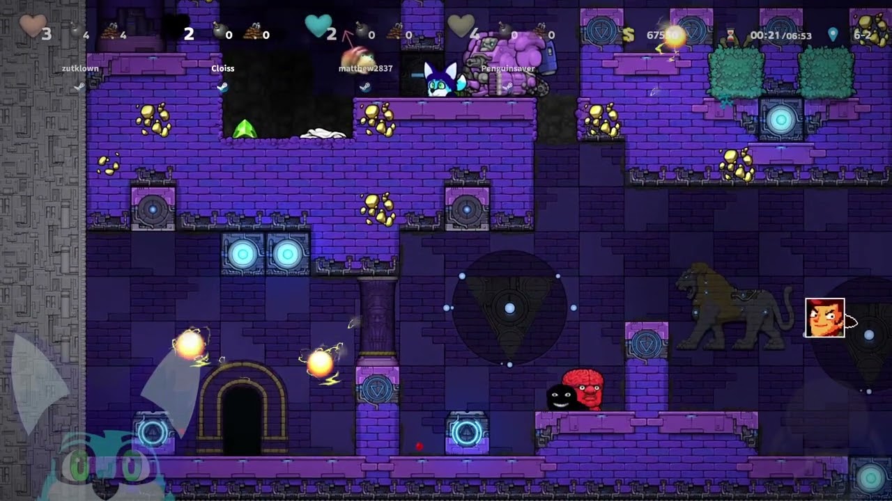 Spelunky 2 Low% Cosmic Ocean 4p with zutklown, Cloiss, and Penguinsaver to 7-36