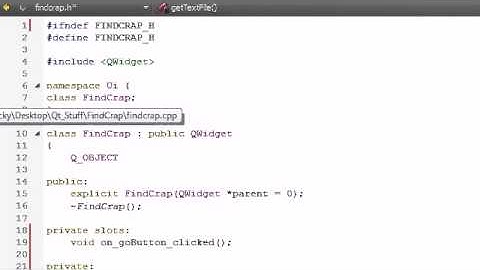 C++ GUI with Qt Tutorial - 11 - Coding the FindCrap Program