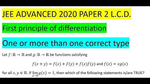 Let f:R→R and g:R→R be functions satisfyingf(x+y)=f(x)+f(y)+f(x)f(y)" and " f(x)=xg(x) #jeeadvanced