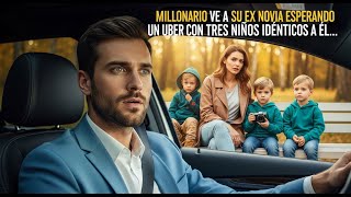 MILLONARIO VE A SU EX NOVIA ESPERANDO UN UBER CON TRES NIÑOS IDÉNTICOS A ÉL...