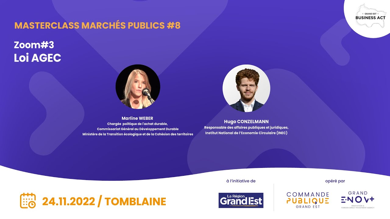 Masterclass Marchés Publics #8 - Zoom 3 : Loi AGEC