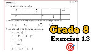 Exercise 1.3 answer | Grade 8 maths #math #mathematics 