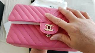 Bag of the Day 24: CHANEL Classic Flaps Medium in Chevron Lambskin Pink 19C  #bagoftheday 