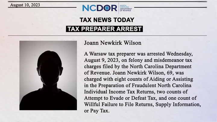 Tax Preparer arrested on felony & misdemeanor tax charges filed by the NCDOR.