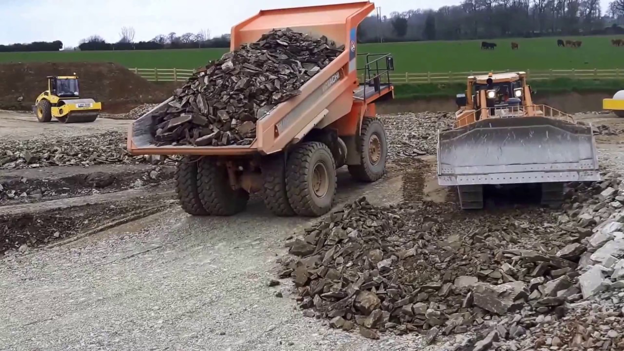 CAT D8 dozer at work on a road construction site (part 2) - YouTube