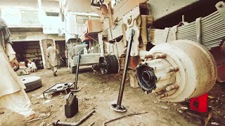 Dump truck broken rear wheel hub bearing replacement | wheel drum polish full process 🚛