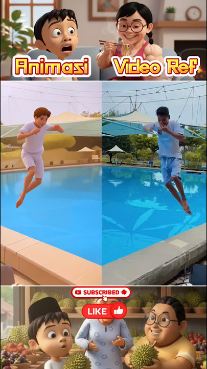 Dad Was About to Jump… But No Backpacks in the Pool! 😂🎒💦 #shorts #comedy #cartoon