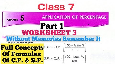D.A.V. Math | Class 7 | Ch-5 | Application Of Percentage | Worksheet 3 | Part 1 | Art Of Mathematica