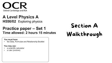 OCR Physics A Practice Set 1 Paper 2 Section A (H556/02)