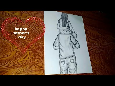images Pencil Heart Touching Dad Daughter Drawing father daughter drawing father s day special step by step pencil sketch