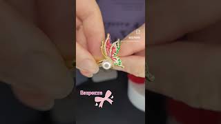 Eszperra - Emaille Schmetterling Ring Perle Schmuck