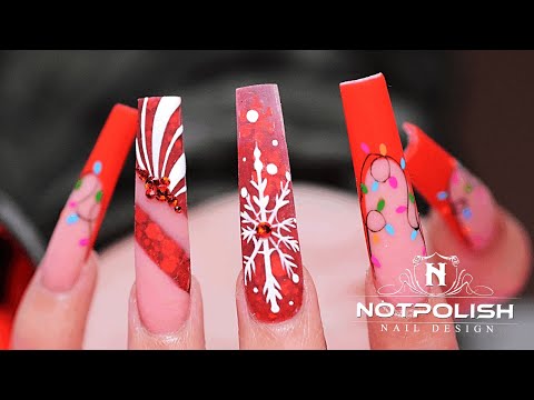 Red Christmas Nails I Nail art Tutorials I NOTPOLISH I ACRYLIC NAILS