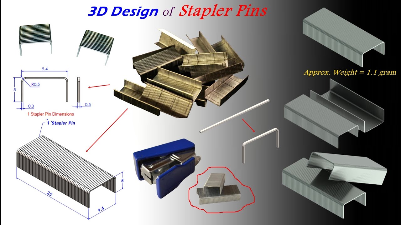3D Design of a Stapler Pins, #3Dmodeling, #SolidEdge, #SolidWorks, # ...