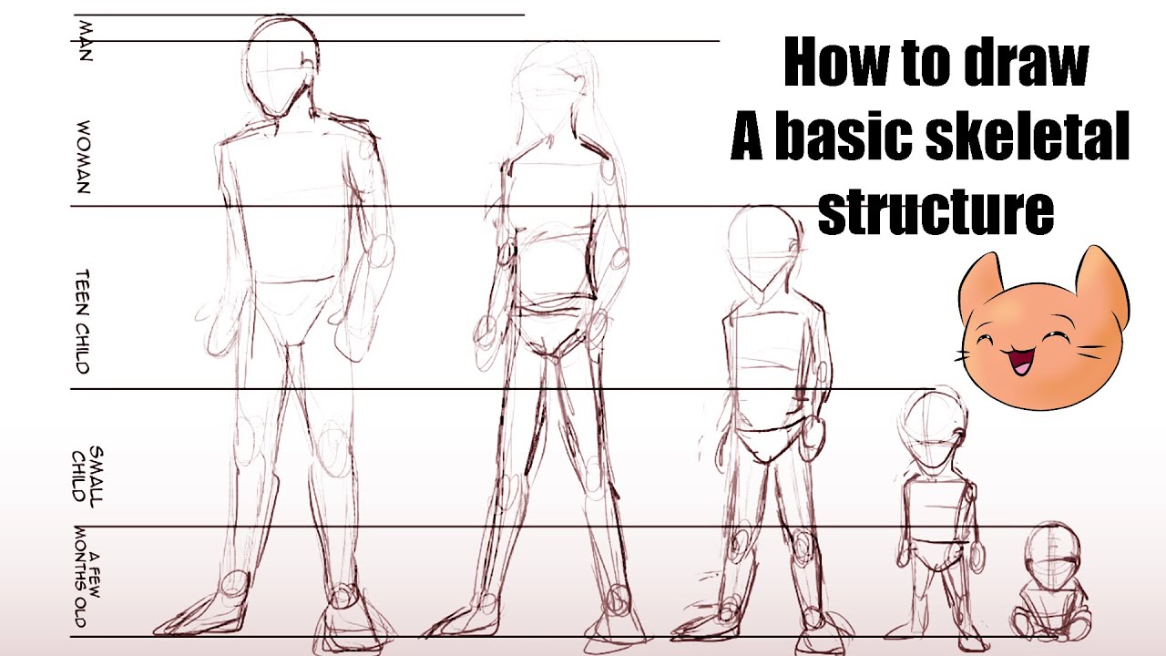 Drawing manga tutorial - Lesson 1: basic skeletal structure - YouTube