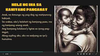 ARALIN 3.3 - FILIPINO 10: HELE NG INA SA KANYANG PANGANAY - Isinalin ni: Mary Grace A. Tabora