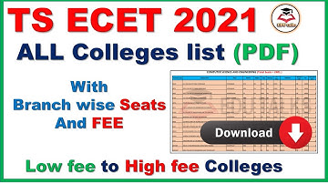 TS ECET 2021 All colleges List with seats PDF Download | Low Fee to High Fee| Edutalks