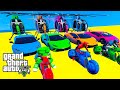 Gta v mega ramp boats cars motorcycle with trevor and friends epic stunt map challenge