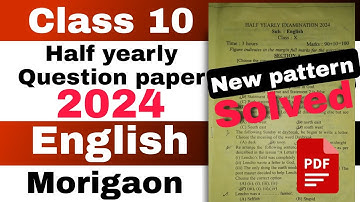 Class 10 Half yearly English question paper 2024 Morigaon solutions SEBA board new pattern