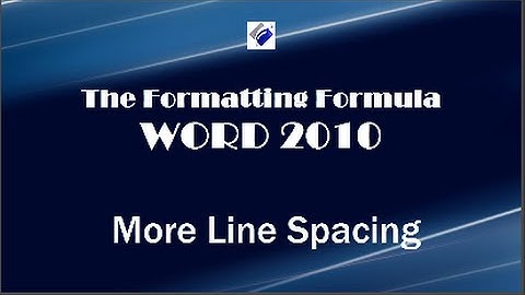 Word 2010   More Line Spacing - Learn how to double space your document.