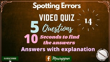 Spotting Errors for competitive exams Quiz | Part - 14 | Answers with Explanation | Mariappan