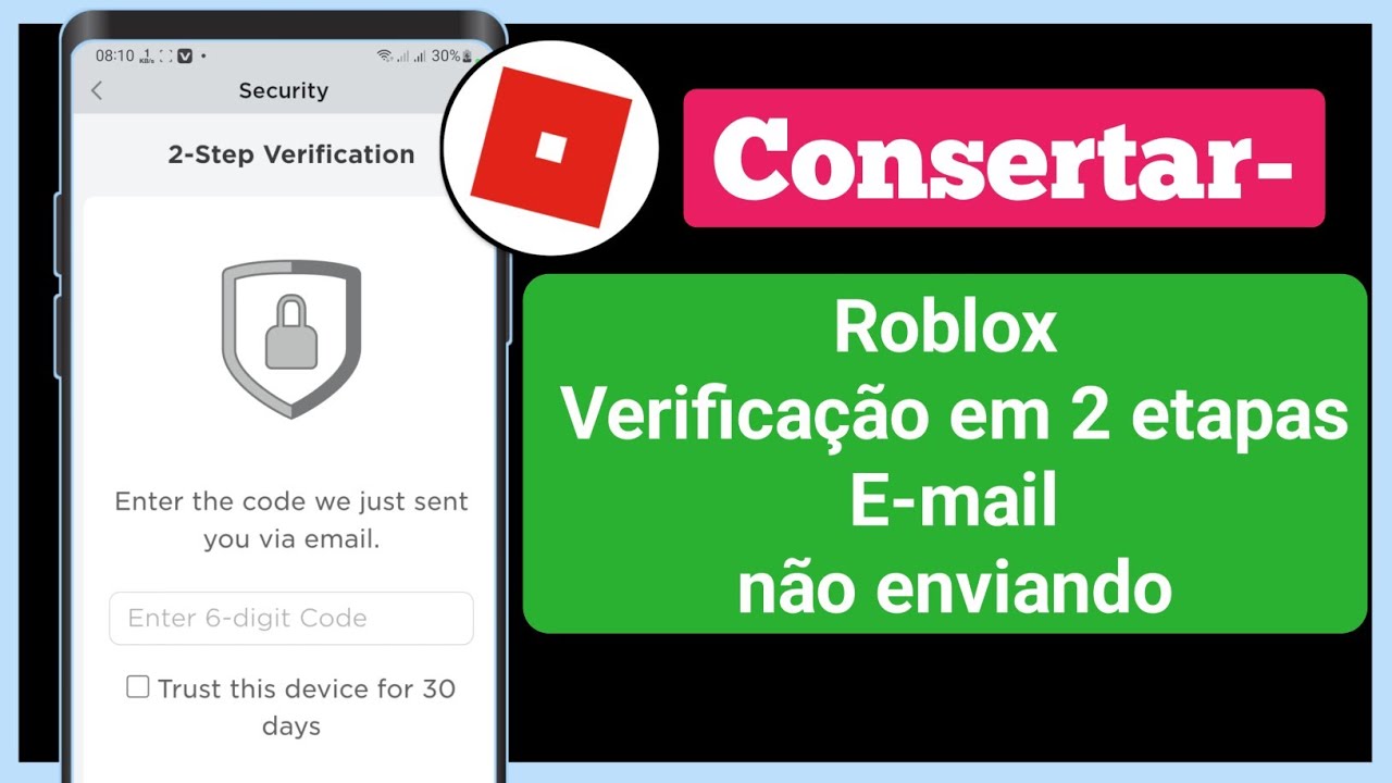 Código de verificação da conta Roblox: Jtigo Caixa de entrada para
