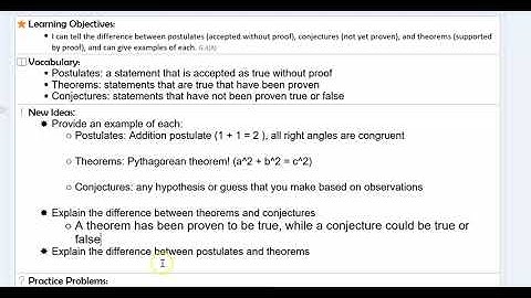 Postulates, Theorems, Conjectures (Geometry Lesson)